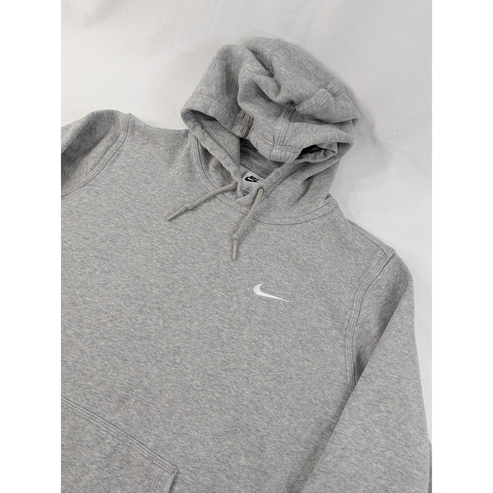 Nike Club Fleece Gray Heathered Pullover Hoodie Heavy Men's Large Embroidered